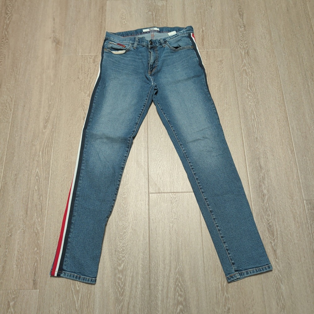Tommy Hilfiger‎ Denim Side Stripe Skinny Jeans Mens 31x30.5 Blue Stretch Flaw